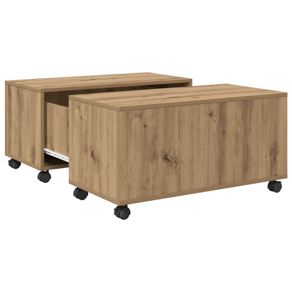 Produktbild för Kaffeebord med låda Artisan Ek 75 x 75 x 38 cm Konstruerat trä