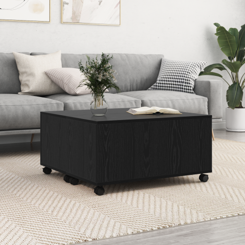 vidaXL Kaffeebord med låda Svart Ek 75 x 75 x 38 cm Konstruerat trä