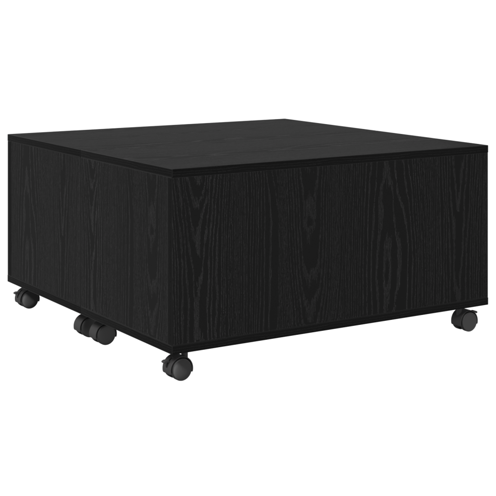 Produktbild för Kaffeebord med låda Svart Ek 75 x 75 x 38 cm Konstruerat trä