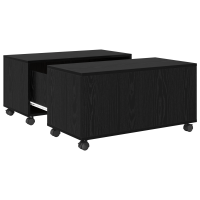 Produktbild för Kaffeebord med låda Svart Ek 75 x 75 x 38 cm Konstruerat trä