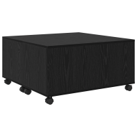 Produktbild för Kaffeebord med låda Svart Ek 75 x 75 x 38 cm Konstruerat trä