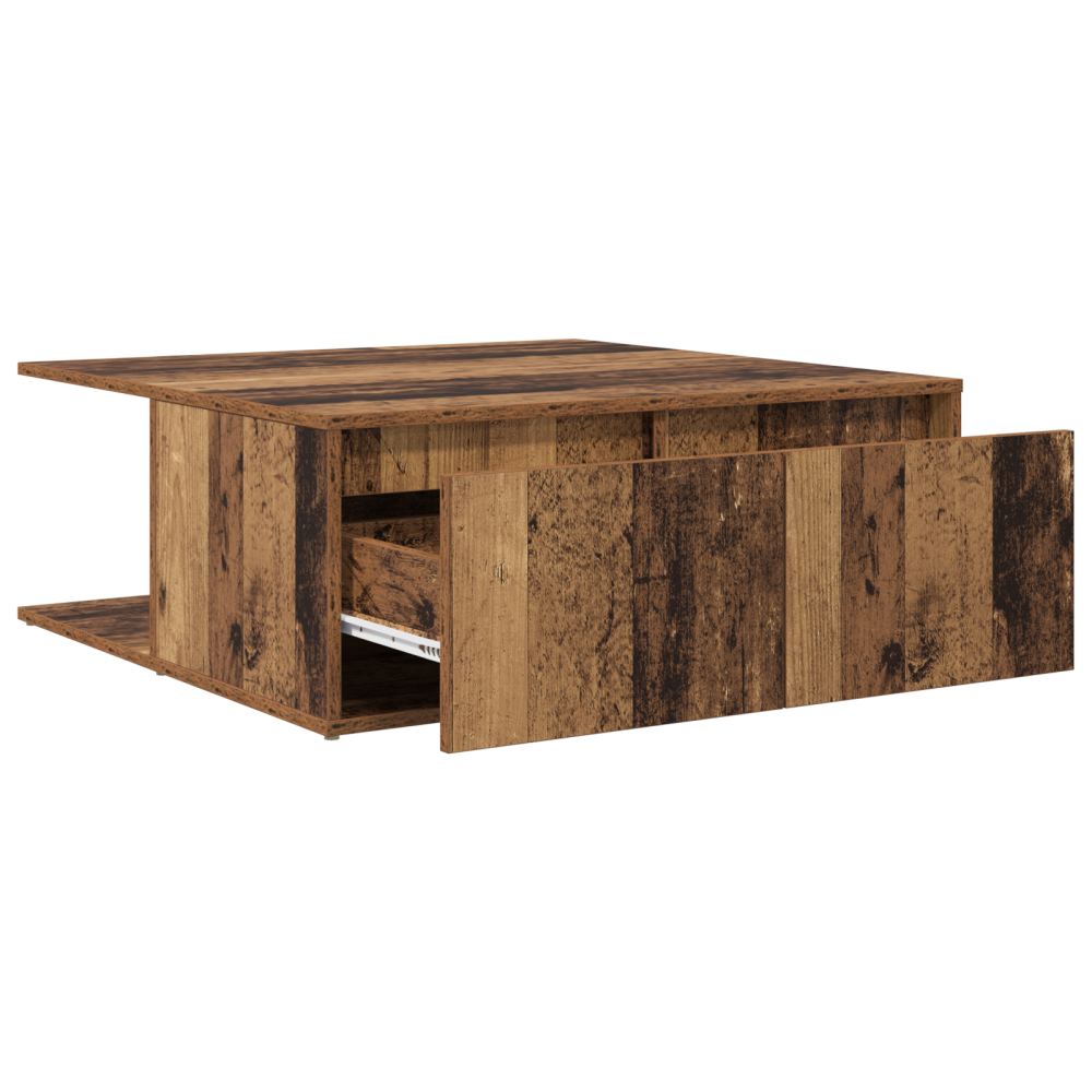 Produktbild för Kaffeebord med låda Gammalt trä 80 x 80 x 31 cm Konstruerat trä