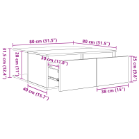 Produktbild för Kaffeebord med låda Gammalt trä 80 x 80 x 31 cm Konstruerat trä