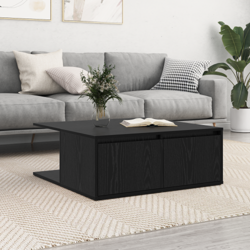 vidaXL Kaffeebord med låda Svart ek 80 x 80 x 31 cm Konstruerat trä
