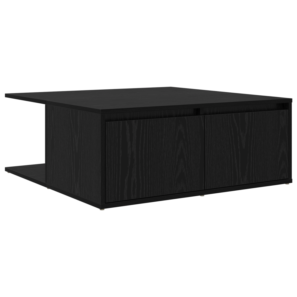 Produktbild för Kaffeebord med låda Svart ek 80 x 80 x 31 cm Konstruerat trä