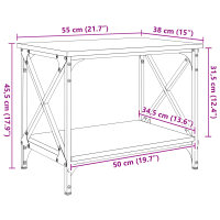 Produktbild för Sidobord Svart Ek 55 x 38 x 45 cm Konstruerat trä