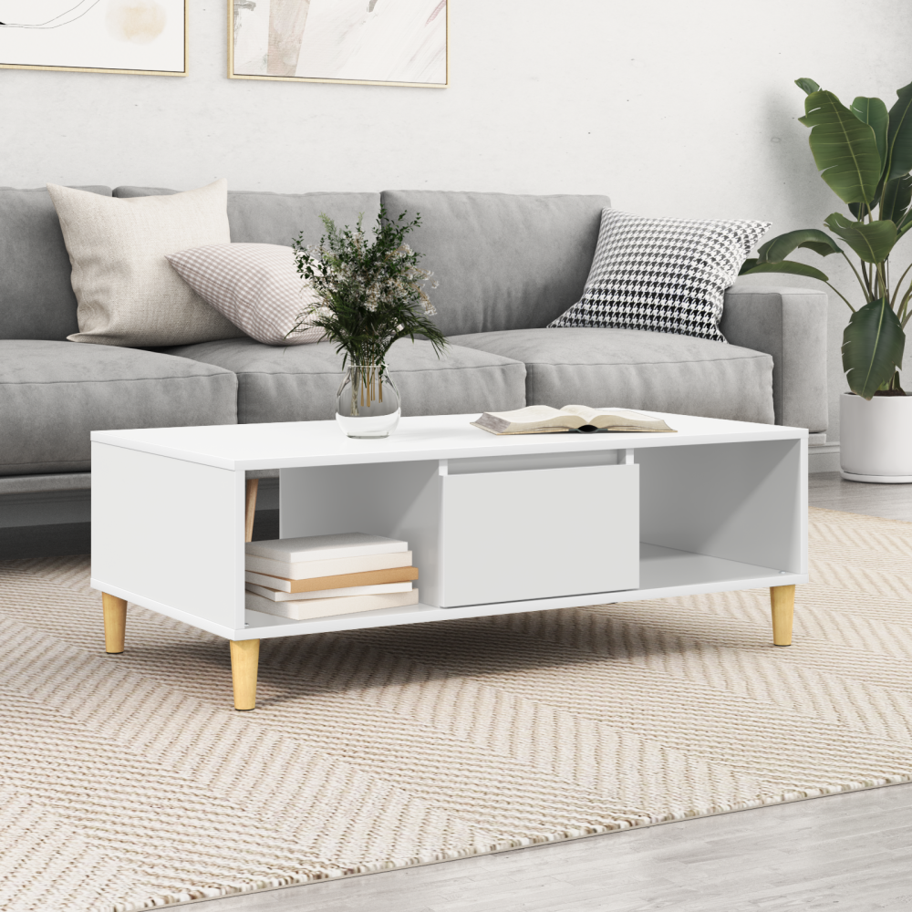 Produktbild för Kaffeebord Vit 102 x 55 x 35 cm Konstruerat trä
