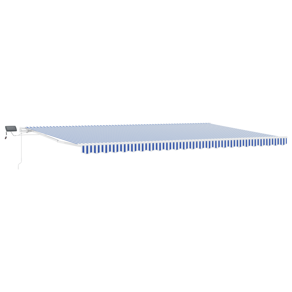 Produktbild för Utfällbar markis med LED -remsljus Blå och Vit 600 × 300 cm