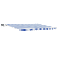 Produktbild för Utfällbar markis med LED -remsljus Blå och Vit 450 × 300 cm
