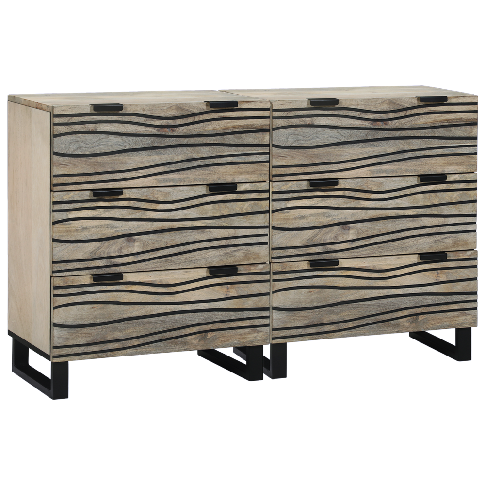 Produktbild för Skänksats 2 pcs Vit 120 x 33,5 x 75 cm Massivt mangoträ