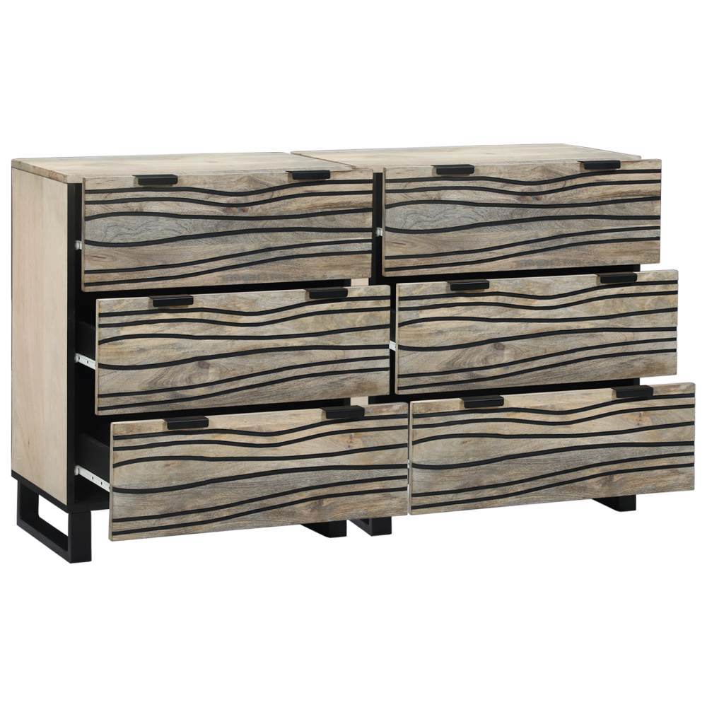 Produktbild för Skänksats 2 pcs Vit 120 x 33,5 x 75 cm Massivt mangoträ