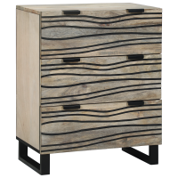Produktbild för Skänksats 2 pcs Vit 120 x 33,5 x 75 cm Massivt mangoträ