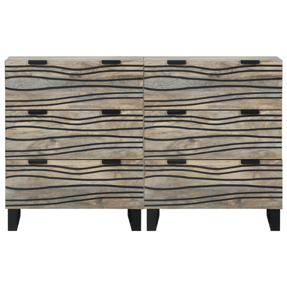 Produktbild för Skänksats 2 pcs Vit 120 x 33,5 x 75 cm Massivt mangoträ