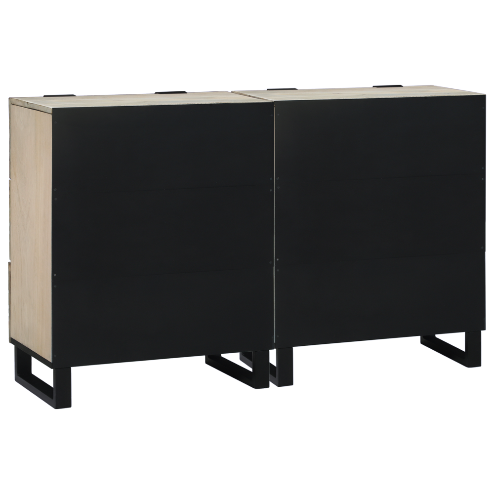 Produktbild för Skänksats 2 pcs Vit 120 x 33,5 x 75 cm Massivt mangoträ