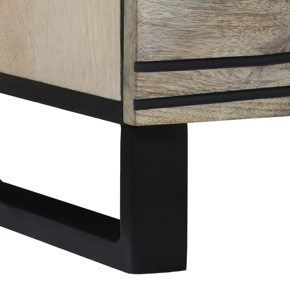 Produktbild för Skänksats 2 pcs Vit 120 x 33,5 x 75 cm Massivt mangoträ
