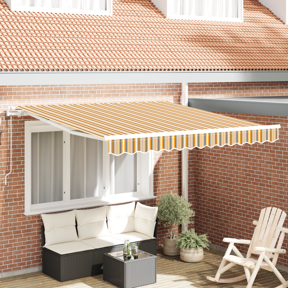 Produktbild för Utdragbar markis Flerfärgsdesign 300 x 250 cm Duk och Aluminium