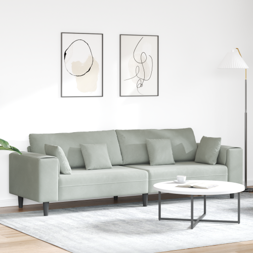 vidaXL Soffa Ljusgrå 250 x 77 x 76 cm Sammet