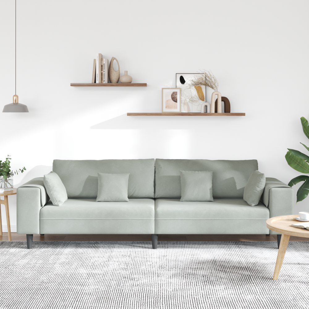 Produktbild för Soffa Ljusgrå 250 x 77 x 76 cm Sammet