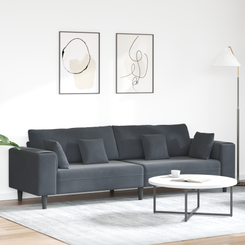 vidaXL Soffa Mörkgrå 250 x 77 x 76 cm Sammet