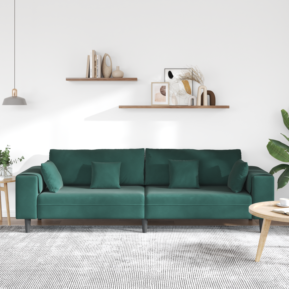Produktbild för Soffa Mörkgrön 250 x 77 x 76 cm Sammet