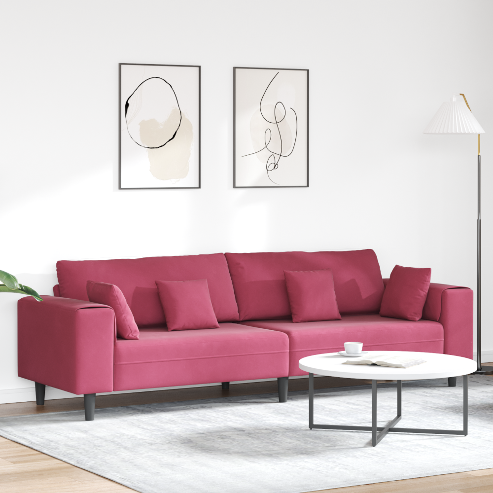 Produktbild för Soffa Vinröd 250 x 77 x 76 cm Sammet
