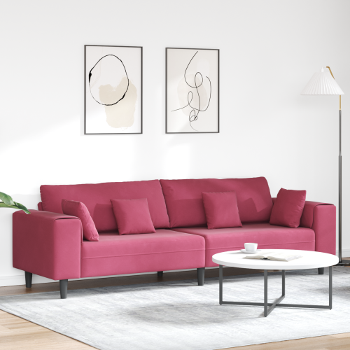 vidaXL Soffa Vinröd 250 x 77 x 76 cm Sammet - Soffor