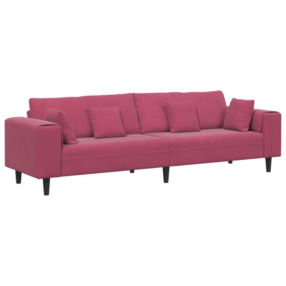 Produktbild för Soffa Vinröd 250 x 77 x 76 cm Sammet