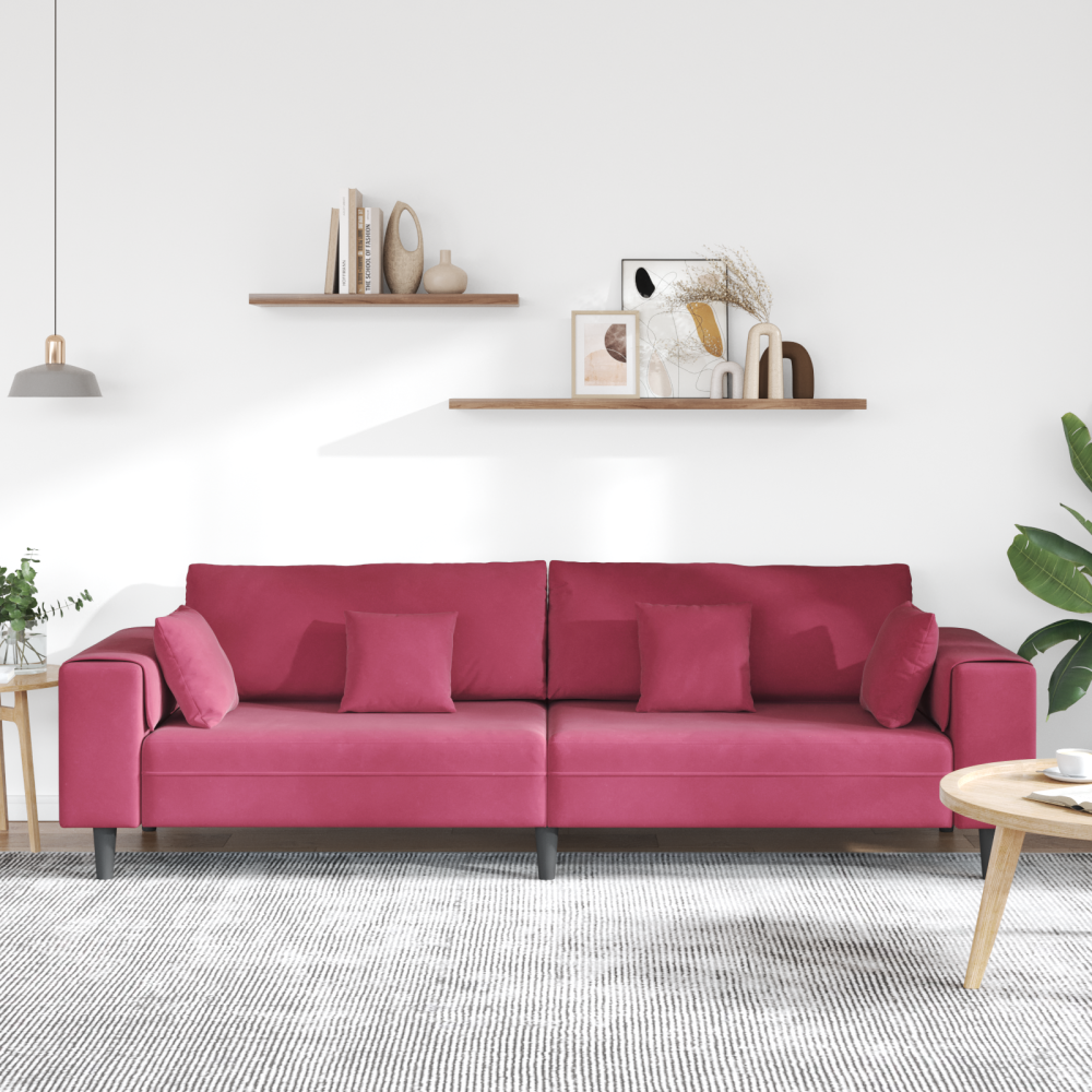 Produktbild för Soffa Vinröd 250 x 77 x 76 cm Sammet