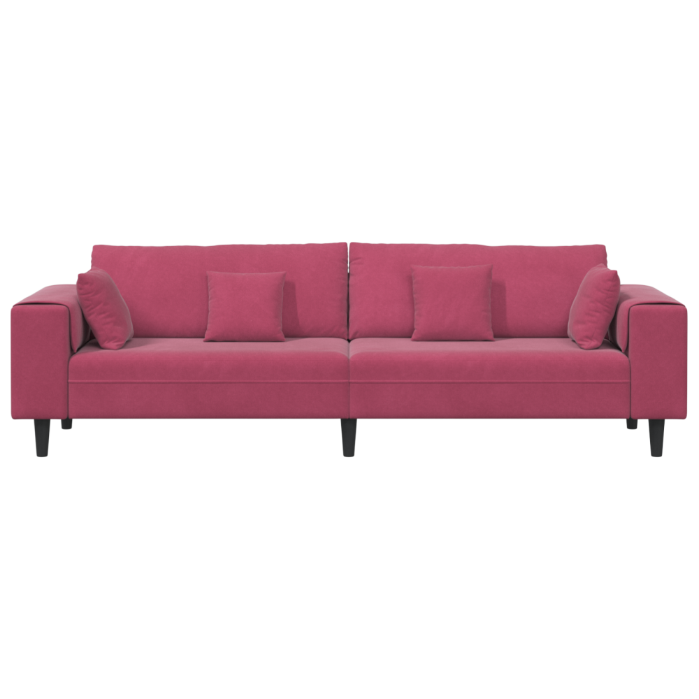 Produktbild för Soffa Vinröd 250 x 77 x 76 cm Sammet