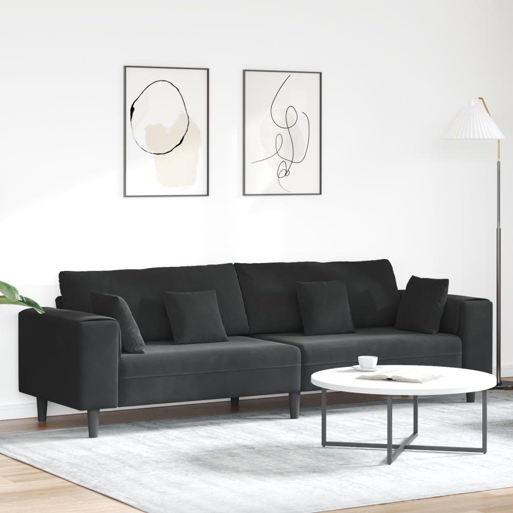 Produktbild för Soffa Svart 250 x 77 x 76 cm Sammet