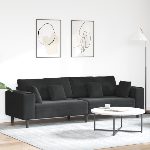 vidaXL Soffa Svart 250 x 77 x 76 cm Sammet - Soffor