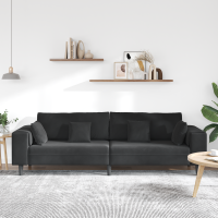 Produktbild för Soffa Svart 250 x 77 x 76 cm Sammet