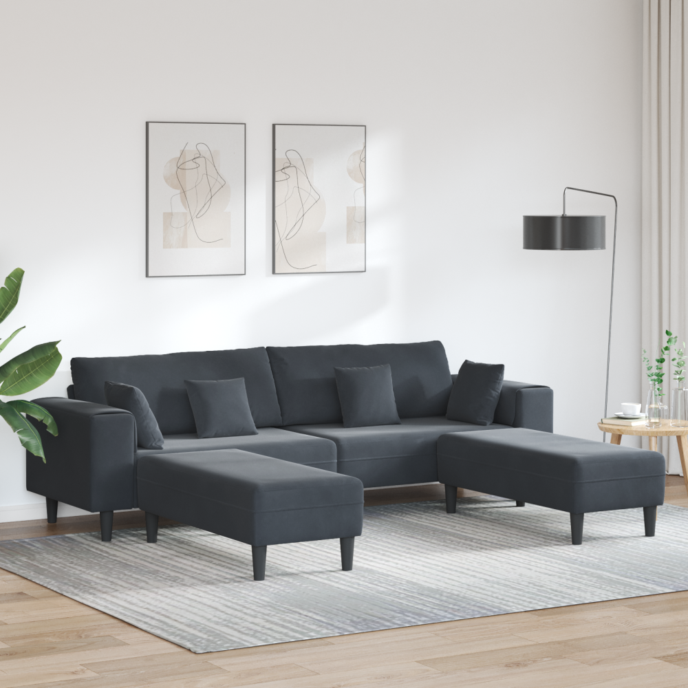 Produktbild för Soffa 3 pcs Mörkgrå 250 x 188 x 76 cm Sammet