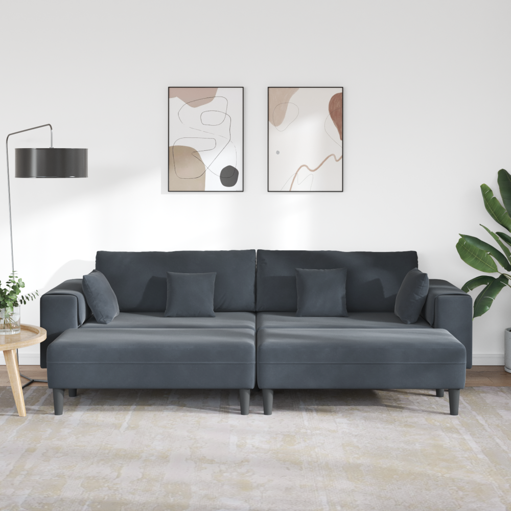 Produktbild för Soffa 3 pcs Mörkgrå 250 x 188 x 76 cm Sammet