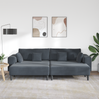 Produktbild för Soffa 3 pcs Mörkgrå 250 x 188 x 76 cm Sammet