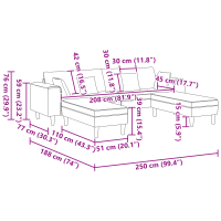 Produktbild för Soffa 3 pcs Mörkgrå 250 x 188 x 76 cm Sammet