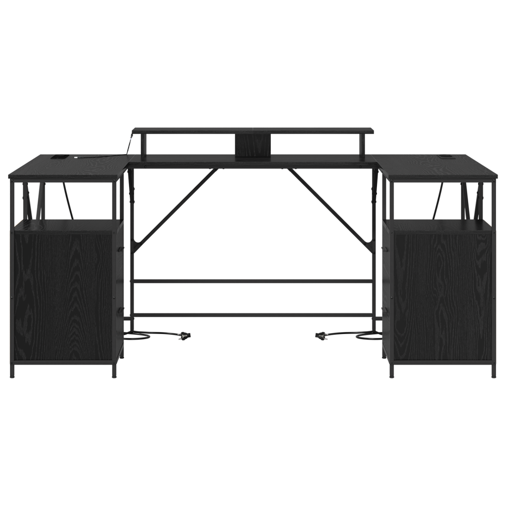 Produktbild för Skrivbord med låda Svart Ek 182 x 101 x 87,5 cm Konstruerat trä