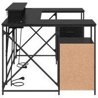 Produktbild för Skrivbord med låda Svart Ek 182 x 101 x 87,5 cm Konstruerat trä