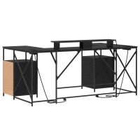 Produktbild för Skrivbord med låda Svart Ek 182 x 101 x 87,5 cm Konstruerat trä