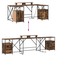 Produktbild för Skrivbord med låda Rökt ek 182 x 101 x 87,5 cm Konstruerat trä