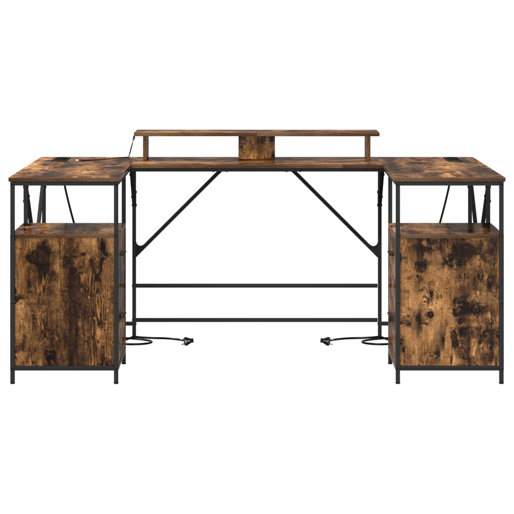 Produktbild för Skrivbord med låda Rökt ek 182 x 101 x 87,5 cm Konstruerat trä