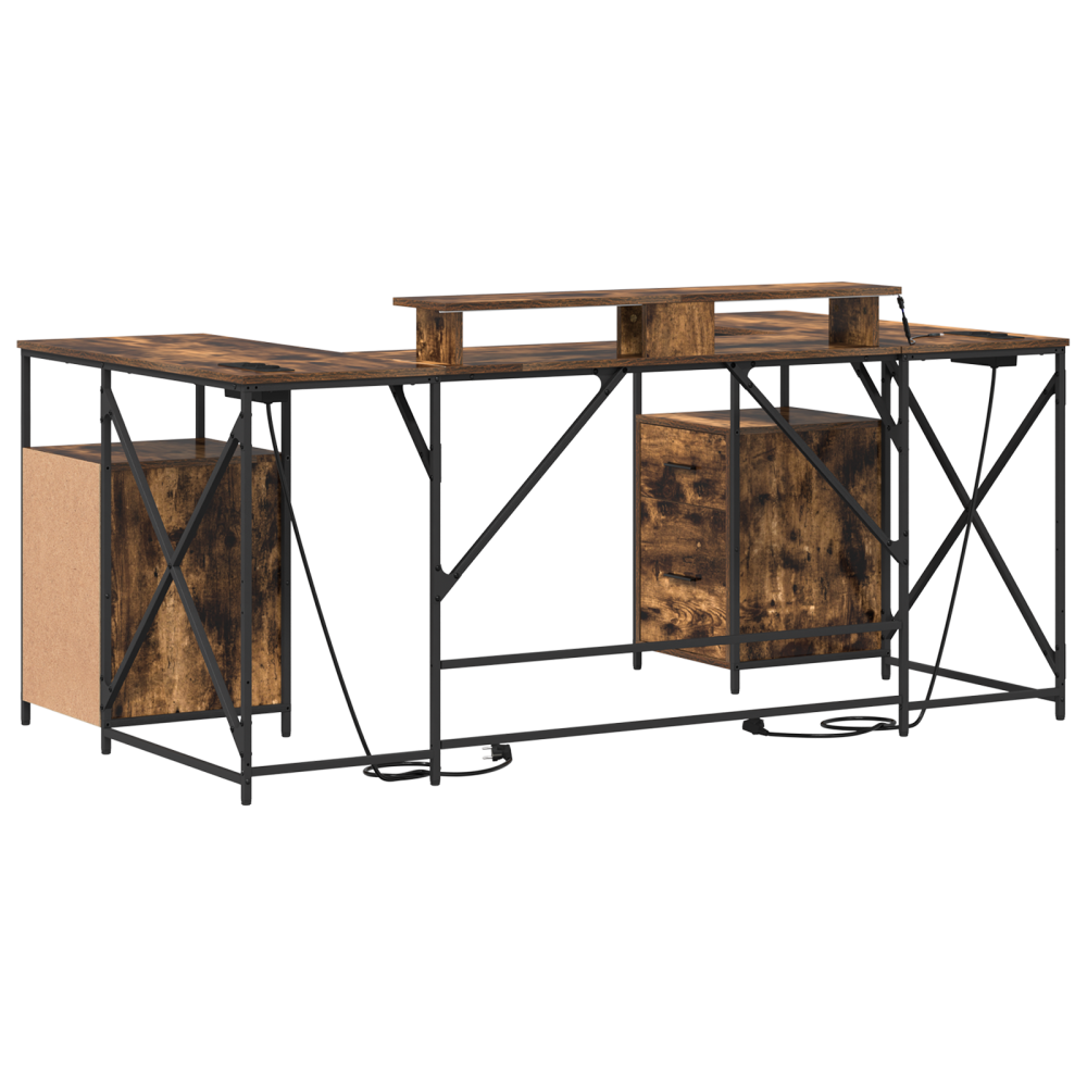 Produktbild för Skrivbord med låda Rökt ek 182 x 101 x 87,5 cm Konstruerat trä