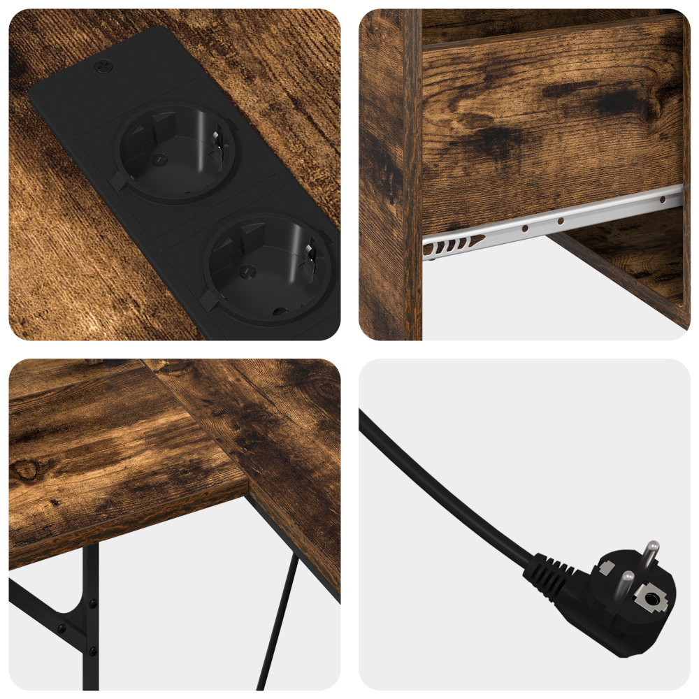 Produktbild för Skrivbord med låda Rökt ek 182 x 101 x 87,5 cm Konstruerat trä