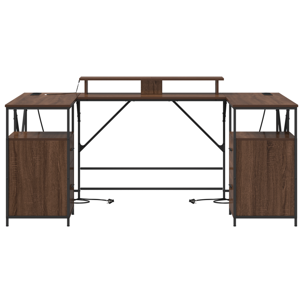 Produktbild för Skrivbord med låda Brun Ek 182 x 101 x 87,5 cm Konstruerat trä