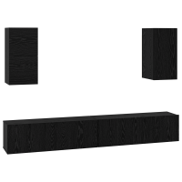Produktbild för Vägg TV Skåp 3 pcs 100 x 30 x 30 cm Svart Ek Konstruerat trä