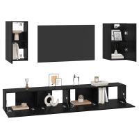 Produktbild för Vägg TV Skåp 3 pcs 100 x 30 x 30 cm Svart Ek Konstruerat trä