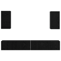 Produktbild för Vägg TV Skåp 3 pcs 100 x 30 x 30 cm Svart Ek Konstruerat trä