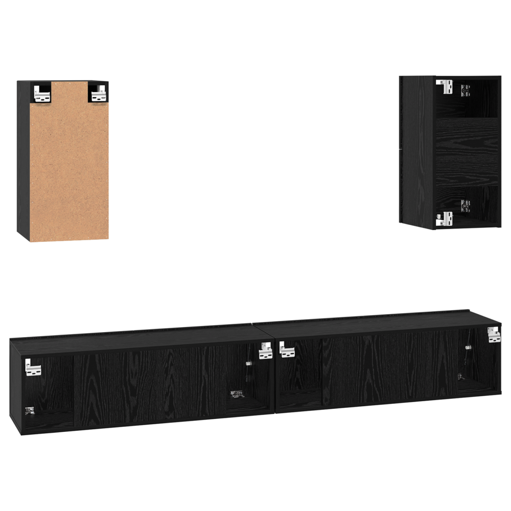 Produktbild för Vägg TV Skåp 3 pcs 100 x 30 x 30 cm Svart Ek Konstruerat trä