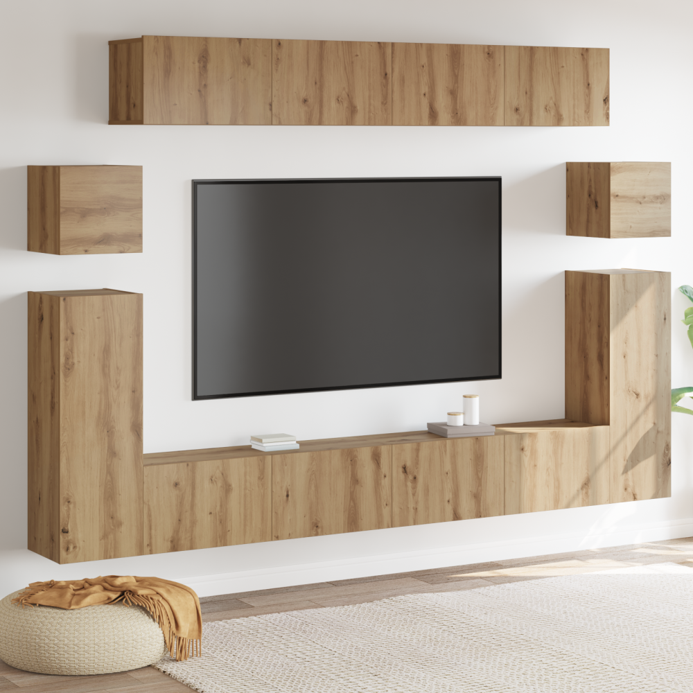 Produktbild för TV Enheter Väggmonterad 4 pcs Artisan Ek Konstruerat trä