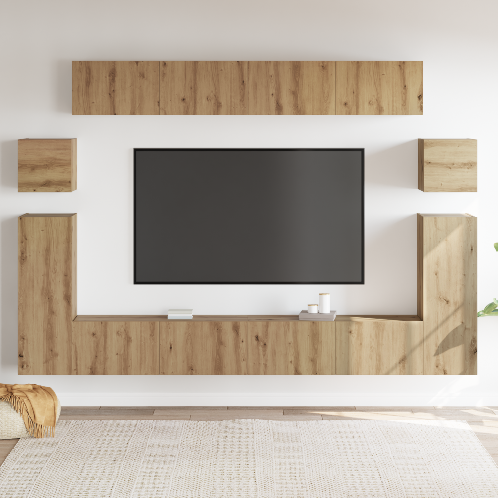 Produktbild för TV Enheter Väggmonterad 4 pcs Artisan Ek Konstruerat trä